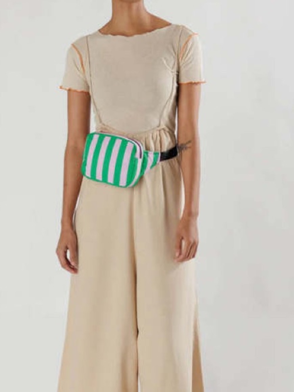 BAGGU Puffy Fanny Pack Pink/Green Awning